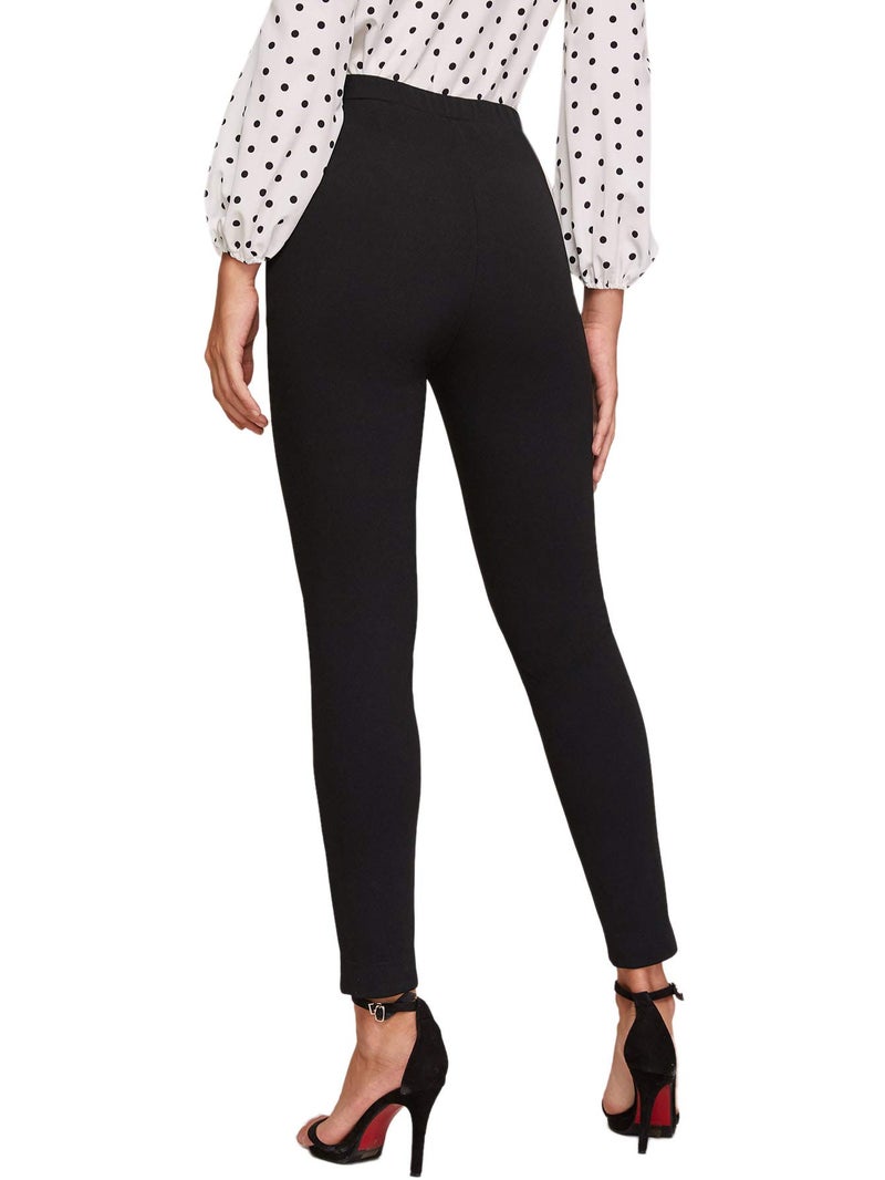 SweatyRocks Women's Casual Skinny Leggings Stretchy High Waisted Work Pants Elastic Waisted Black X-Large - Image 2
